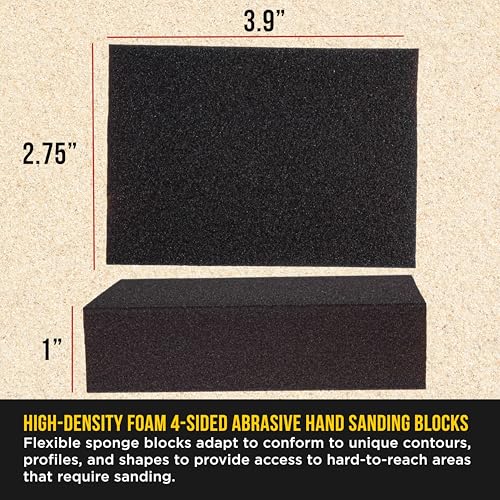 Dura-Gold 120 Grit 4-Sided Hand Sanding Block Sponges, 3.9" x 2.75" x 1" - style: 120 Grit