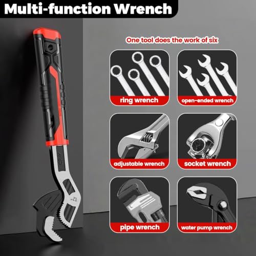 4 Pack Self Adjusting Pipe Wrench Set, 6" 8" 10" 12" Plumbers Wrench - color: 6”+8”+10”+12”