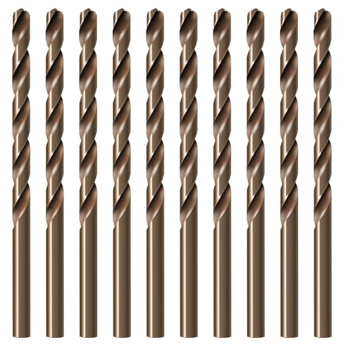 5,5mm Twist Drill Bit Set – M35 Cobalt Steel (5% Cobalt) HSS-CO, High-Speed and Heat-Resistant, Precision Engineered for Drilling Stainless Steel, Cast Iron, and Hard Metals (10 Pack) - size: 5.5mm