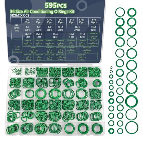 O Rings O-Ring Assortment Kit 36 Metric SAE Sizes for Auto AC Repair - style: 36 Size/595 Pcs