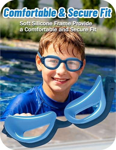 Vvinca Kids Swim Goggles, Swimming Goggles for Kids 3-14 Anti-Fog UV Protection No Leak Pool Glasses for Boys Girls - color: 08 - Blue