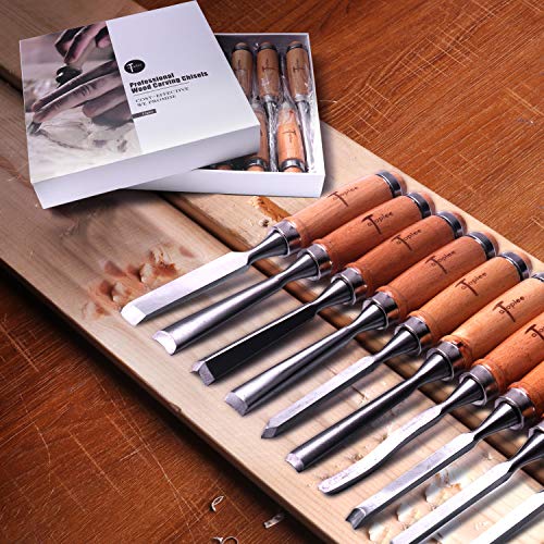 ATOPLEE 12pcs Wood Carving Chisel Set for Woodworking, Professional Wood Gouge Tools with Box and Roll Up Bags for Carpenter Craftsman Gift in Most Carving Project