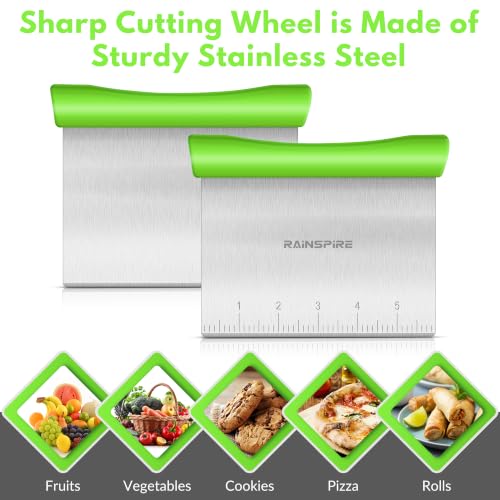 Multi-Purpose Stainless Steel Bench Scraper Dough Blender & Pastry Cutter - color: Green