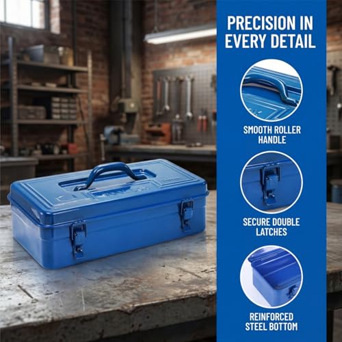 16 Inch Portable Steel Tool Box with Handle, Heavy Duty