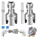 2-in-1 PVC Pipe Threader Kit with 1/2" & 3/4" Dies - Complete Dual Function Internal & External Threading Set Includes PTFE Tape & Gloves, Drill Compatible for DIY Plumbing & Home Repairs