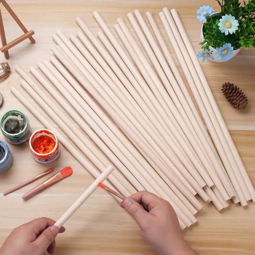Wood Dowels Wooden Dowel Rods for Crafts, 25PCS 1/2 x 18 Round Macrame Wooden Sticks for Crafting, Unfinished Hardwood Sticks for Arts and DIYers, Tiered Cake Support and Wedding Ribbon Wands - size: 1/2"×18"-25PCS
