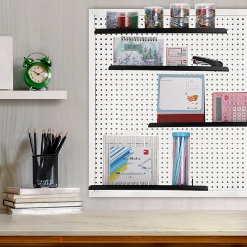 Kokone 4 Pack Metal Pegboard Shelves with Lip for 3/16 Inch(4.5mm) Paerture - size: 4 Pack