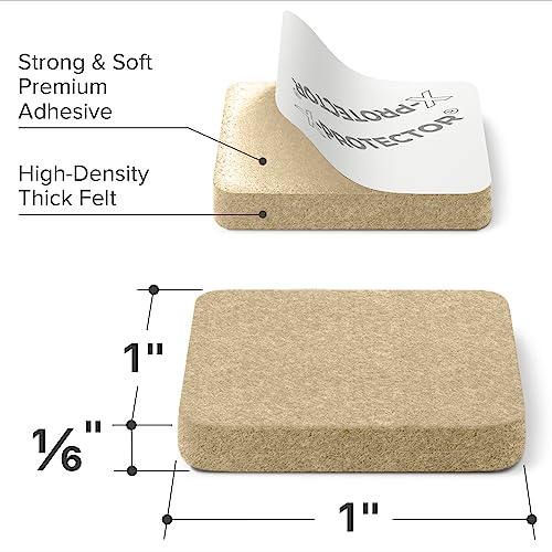 X-PROTECTOR Felt Furniture Pads - 48 PCS 1" - Felt Pads Floor Protectors - size: 1" 48 Beige, Square
