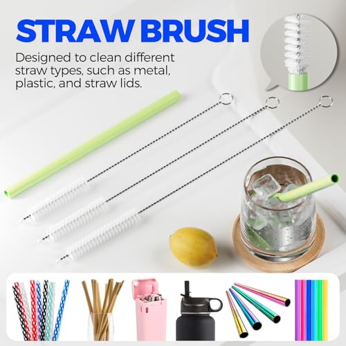 Holikme 6 Pack 4 in 1 Cup Lid Cleaning Brush 3 Straws Bottle Brush,Olive - color: Olive
