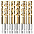 13PC 1/4" Titanium Coated Twist Hex Shank Drill Bit Set - size: 1/4-13pcs