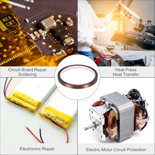 uxcell Heat Tape, 4 Rolls 8mmx33m 108ft High Temperature Heat Resistant Tape for Sublimation,Heat Press,Heat Transfer, Soldering, Circuit Board - size: 8mmx33m