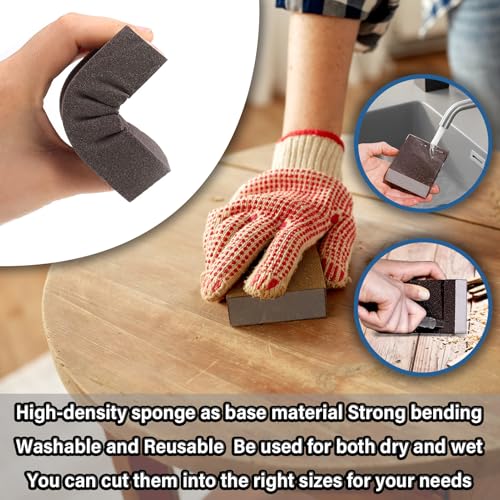 Sanding Sponge 60 80 100 120 150 180 220 Grit Reusable and Washable Wet Dry Sand Block Coarse Medium Fine Sandpaper Blocks for Wood Drywall Metal Crafts (Pack of 7 Pcs)