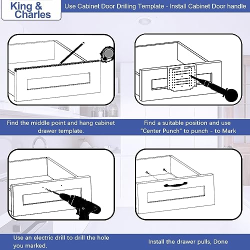King&Charles Multi Cabinet Hardware Template&Center Punch/Handle Knob Pull - size: Multiple Align Sizes