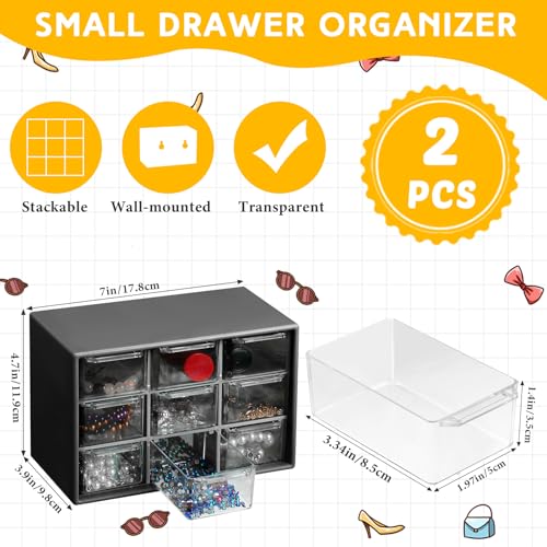 Wenqik 2 Pcs Mini Storage Drawers, Black - color: Black
