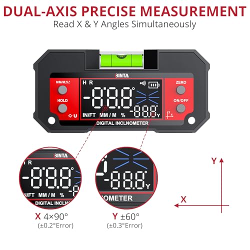 BINTA Digital Angle Finder Dual Axis Level Box 4×90° X-axis ±60° Y-axis