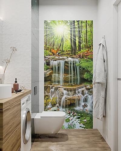 FLFK Door Mural Sticker - Landscapes,Peel and Stick,Combined Size 32"x80",Split into 2 Pieces - color: Mt1122, size: 32"x80"