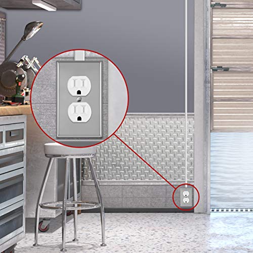 ENERLITES Duplex Receptacle Metal Wall Plate, 1-Gang, Polished Chrome - color: Polished Chrome, size: Standard Size