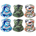6 Pieces Summer Face Cover Scarf Mens Neck Gaiter For Men Women UV Protection Face Breathable Sun Protection Cycling Running - color: 2 Camouflage Sky Blue +2 Camouflage Army Ggreen +2 Camouflage Orange