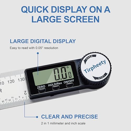 Digital Angle Finder Protractor, 7-Inch (200mm) Measuring Tool | 3rd Generation Quick Display, Angle Gauge Ruler, Professional Measuring Tool, Woodworking, Carpentry, and Construction