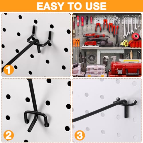 Shimeyao 200 Pcs Peg Board Hooks Stainless Steel Pegs,8 Inch,Black - color: Black, size: 8 Inch