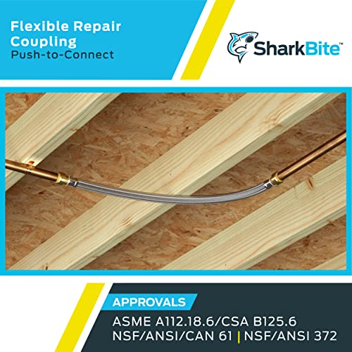SharkBite 3/4 x 18 Inch Flexible Repair Coupling Hose, Push To Connect Brass Plumbing Fitting, PEX Pipe, Copper, CPVC, PE-RT, HDPE, U3016FLEX18LF - size: 3/4 in. x 3/4 in. x 18 in., style: SharkBite