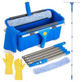 Professional Window Cleaning Kit, Window Washing Kit with 3 Gallon Bucket, 14-Inch Squeegee, 15-Inch Scrubber, 76-Inch Extendable Pole, Set of Window Cleaning Equipment for Home & Commercial Use - size: 76 inch
