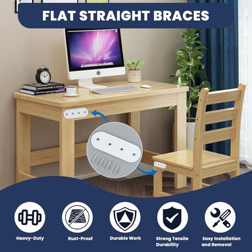 Alise 4 Pcs White Flat Mending Plates for Wood Furniture,100x38mm - color: White Finish, size: 100mmX38mm