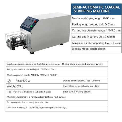 Coaxial Cable Wire Stripper Machine, Automatic Electric Wire Stripper Machine, RF Antenna Stripper, LCD Touch Screen