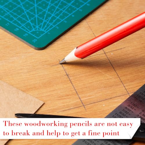 Fainne 48 Pack Jumbo Carpenter Pencils Woodworking Marking with Black Core Thick Flat Construction Pencils for Woodworkers Framers DIY Projects and Contractors(Red) - color: Red