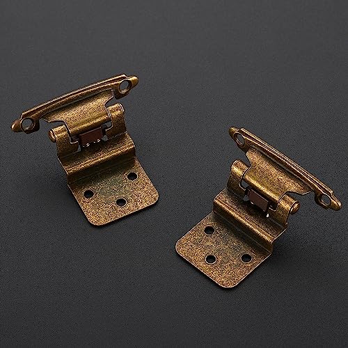 Ravinte 3/8" Inset Antique Brass Cabinet Hinges 10 Pack (5 Pairs) - color: Antique Brass