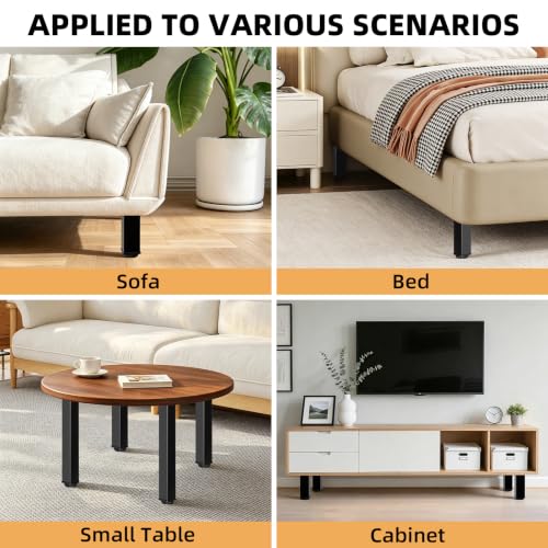 QLLY 10 inch Square Adjustable Metal Furniture Legs, Heavy Duty Black Cabinet Feet with Leveling Pads, Set of 4 for Sofa, Couch, Ottoman, Cabinet and Shelf Replacement - color: Black, size: 10 inch