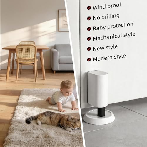 PANALI Magnetic Door Stopper, Door Stop Floor Mount, 1Pack, White - color: White