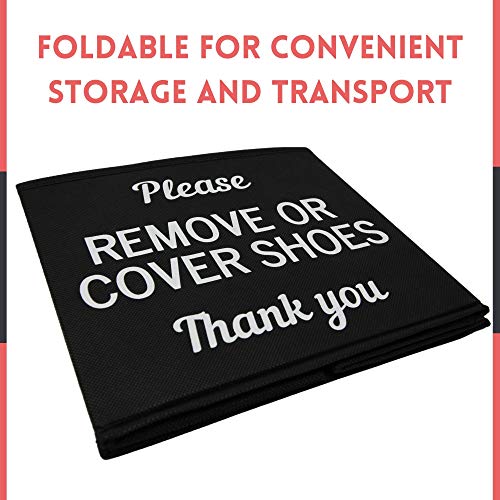 Shoe Cover Box | Disposable Shoe Bootie Holder For Realtor Listings and Open Houses | Please Cover or Remove Shoes Bin | Shoe Bootie Box (Black) - style: Set of 1