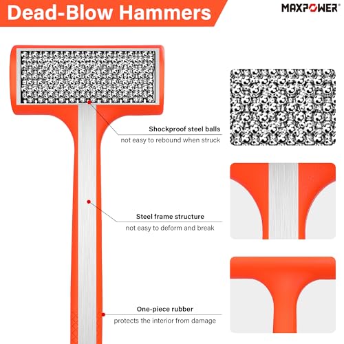 MAXPOWER Dead Blow Hammer, 5 LB dead Blow Mallet with Checkered Grip Handle, Spark and Rebound Resistant - Orange - style: 1PC