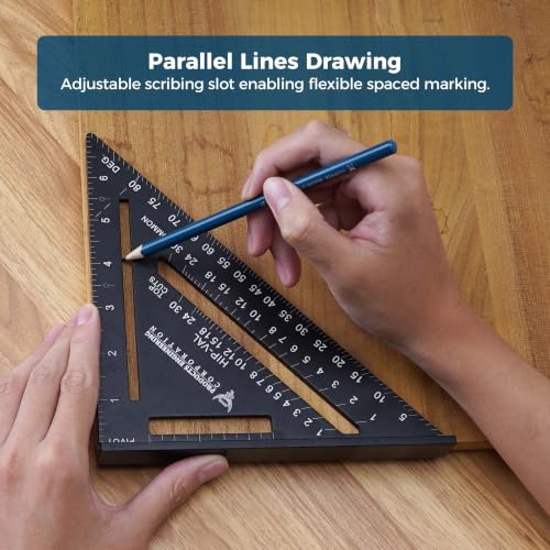 PEC Tools 7" Rafter Square, Laser-Etched Graduations, Convenient and Quick Tool for Framing