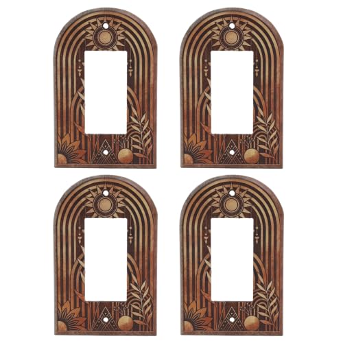 Wooden Arch Switch Cover, Boho 4 Pack Outlet Plates - color: Boho Arch Wooden