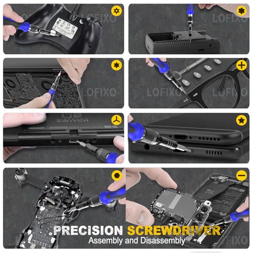 Precision Screwdriver Set,Glasses repair kit,Magnetic Screwdriver Torx T6 T8 T9 T10,Pentalobe P5,Triwing,Flathead,Phillips with Pry Tool for iPhone/Xbox/Ps4 Laptop,Computer,Switch,Phone Screen,Watch - color: Blue
