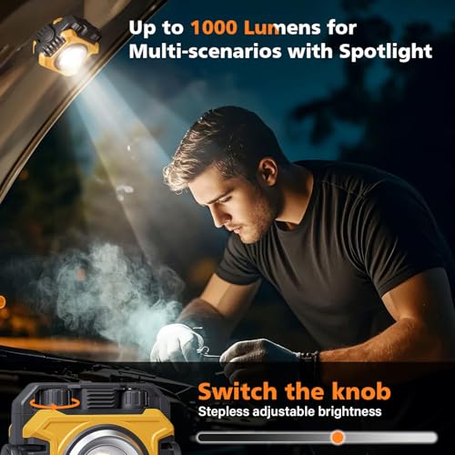 Samyoung 2-Pack 2400LM Magnetic Rechargeable Work Light, Up to 80 Hours - color: Yellow