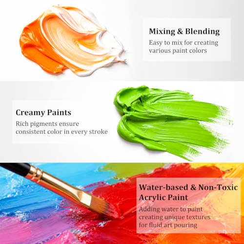 Caliart 36 Colors Acrylic Paint Set with 12 Brushes - color: Regular, size: 2 Fl Oz (Pack of 36)