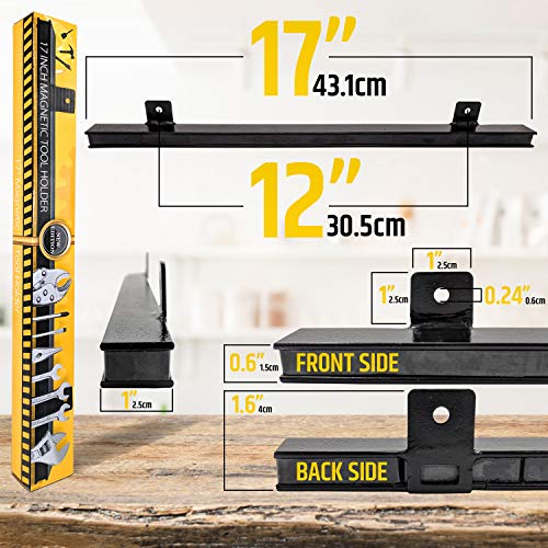 HMmagnets 17" Heavy-Duty Magnetic Tool Holder (Upgraded Version) - Extremely Powerful Magnetic Pull Force to Hold Heavy Tools - Professional Space-Saving Magnetic Bar - Tool Organizer Rack/Strip - size: 17"