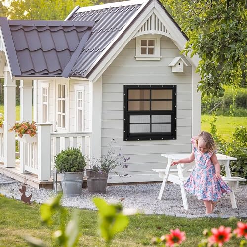 2 Pack Shed Windows, Chicken Coop Windows, 36" x 36" Black - color: Black, size: 36"x36"