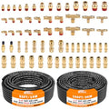 CheeMuii 64 Pcs Brass DOT Air Line Fittings with 1/4" & 3/8" DOT Air Hoses - size: 2ROLL-67PCS