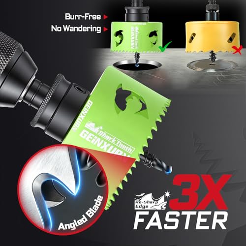Geinxurn 3 Inch(76mm) Hole Saw, 1PC HSS Bi-Metal Hole Saw Kit with Shark Tooth Hole Cutter for Wood,Drywall, PVC Boards and Thin Metal - color: 1 PCS 3"