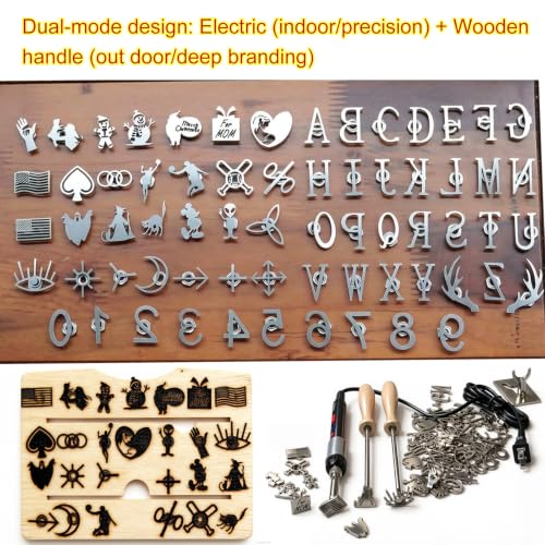 ZAGEVIVIN Upgraded Electric Branding Iron with Temperature Display – 26 Letters & 2 Antlers Kit for Wood, Leather, Food (Cake/Steak) – Safe & Easy DIY, BBQ, Crafting Gift (3/5" 55Pcs)