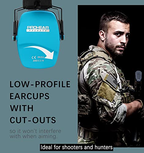 PROHEAR 016 NRR 26dB Shooting Ear Protection, Slim Passive Earmuffs - color: Blue