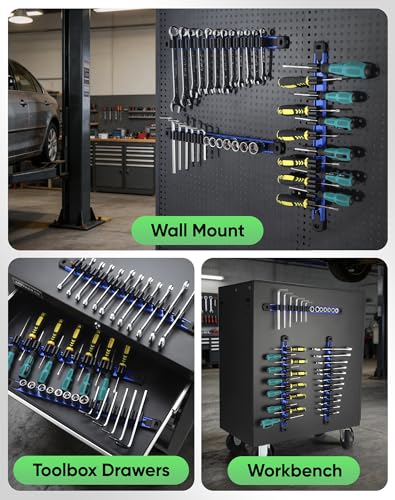 ALOANES Magnetic Screwdriver Organizer 36-Slot Blue 3PC for Toolbox - color: Blue
