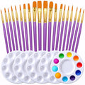 DUGATO Paint Brush & Palette Set, 20 Brushes with 5 Mixing Trays, Purple - color: Purple