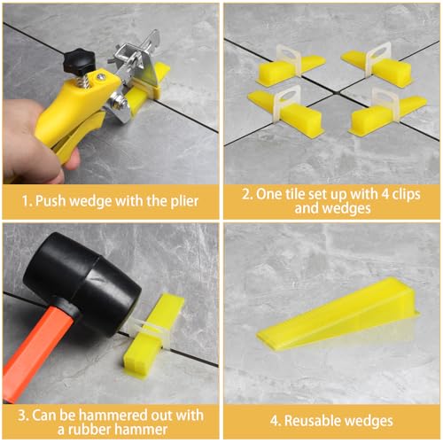 Storystore 1000pcs Reusable Tile Wedges for 1/8", 1/16", 1/32" Tile Spacers - size: 1000