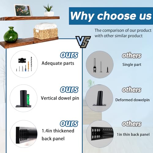 4 Pcs 22 in Floating Shelf Bracket 22 x 8 Floating Shelves Hardware, Heavy Duty Floating Shelf Brackets, Thickened Solid Steel Wall Mount for Kitchen/Living Room/Office (8 inch Rods) - style: 4pcs 22x8 in