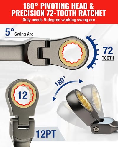 WORKPRO 8-piece Ratcheting Combination Wrench Set, SAE & Nickel Plating - size: SAE, style: Nickel Plating